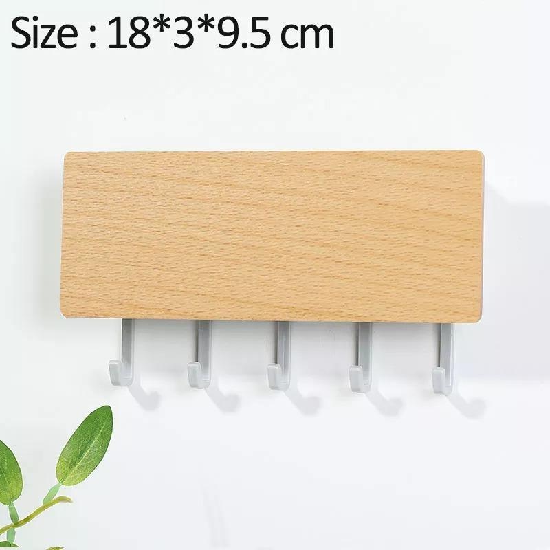 WoodenElegance | Stylish Modern Key Holder for Wall with Colorful Hooks 3