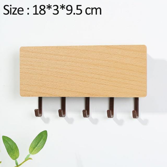 WoodenElegance | Stylish Modern Key Holder for Wall with Colorful Hooks 5