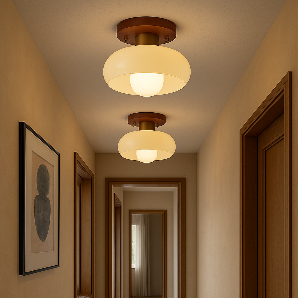 Wooden Cream Ceiling Lamp 2