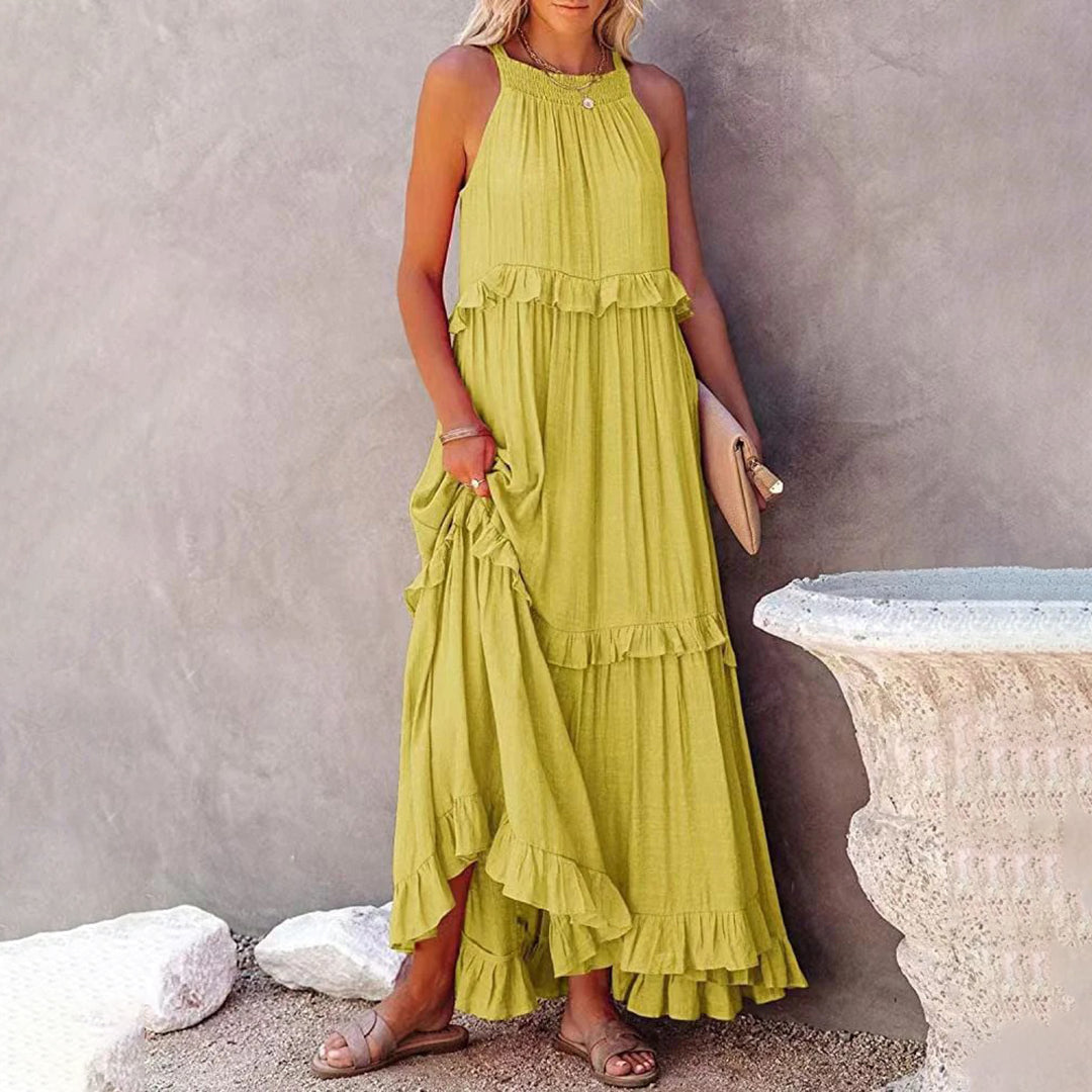 Variant image for Elegant Layered Floral Maxi Dress for Women - Versatile Long Dress for All Occasions-16