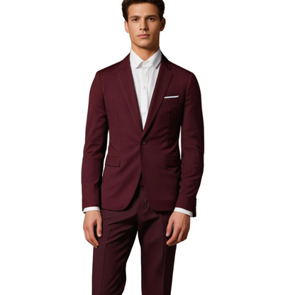 Variant image for Men's Suit Navy Size L Polyester Slim Fit Elegant Wedding Suit-7