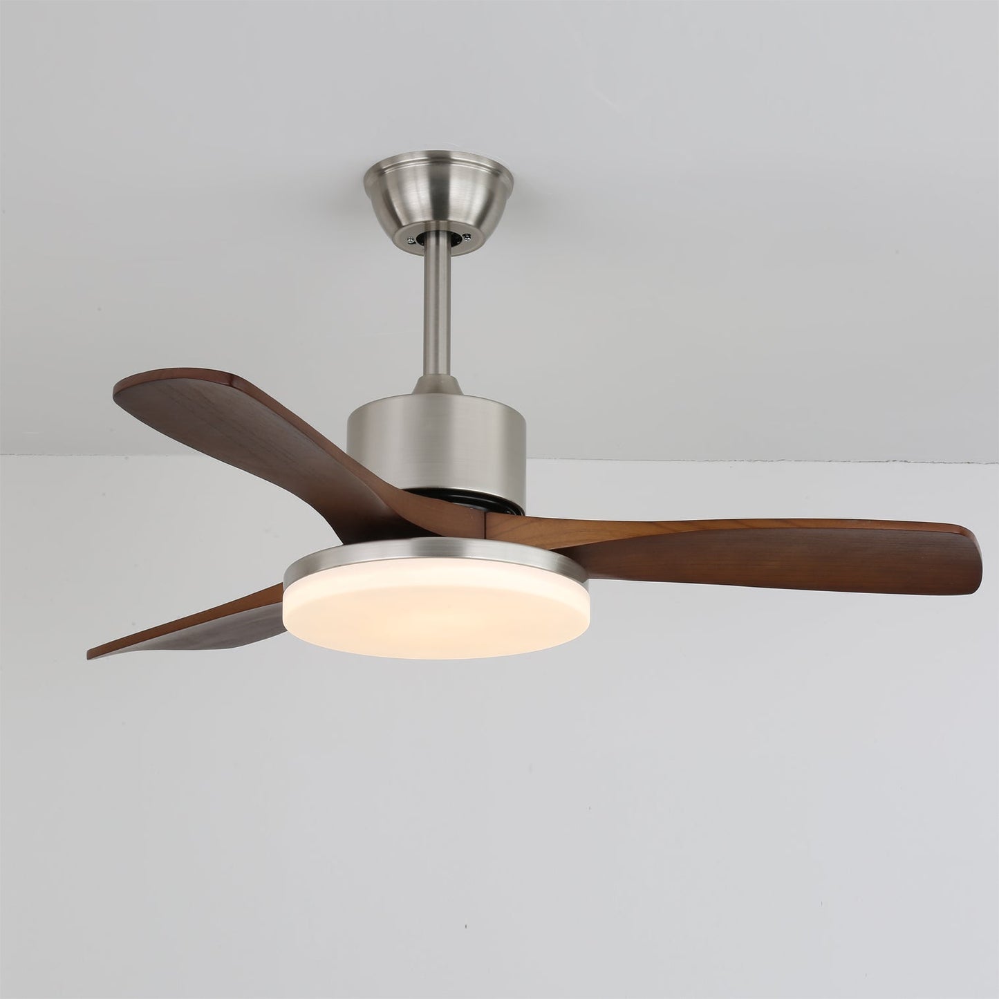 LuxeBreeze - Wooden Ceiling Fan with Subtle Glow and Contemporary Style