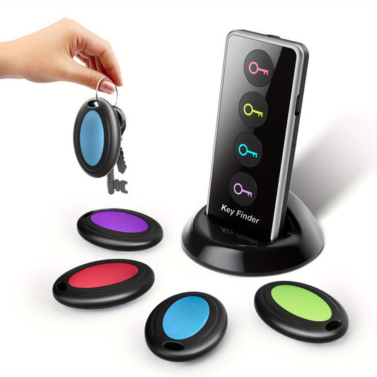 4-in-1 Key Finder with LED Flash and Color-Coded Receivers – Compact Key Locator for Keys, Remotes, and More-1