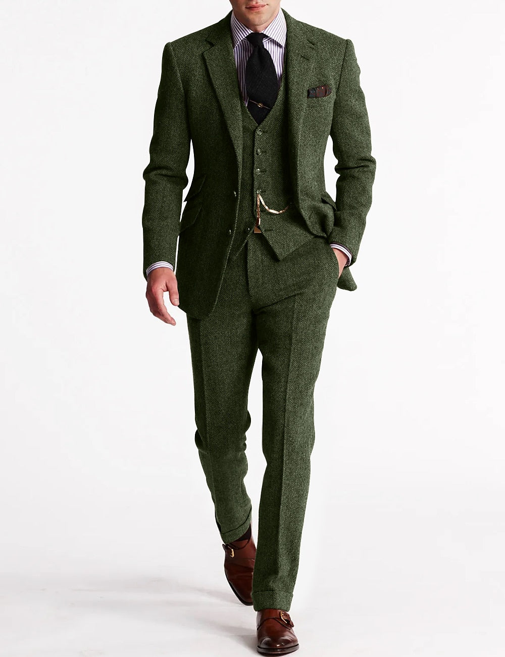 Variant image for Odell - Men's Vintage Retro 3-Piece Suit for Weddings, Groomsmen, and Formal Events-10