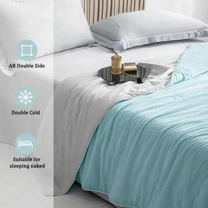 Lightweight Cooled Summer Quilt with Double Side Cold & Cooling Fabric