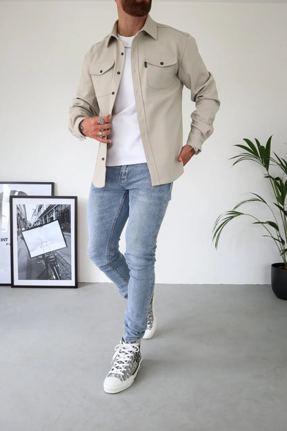TailorEdge | Buttoned Shirt Jacket for Men with Chest Pockets