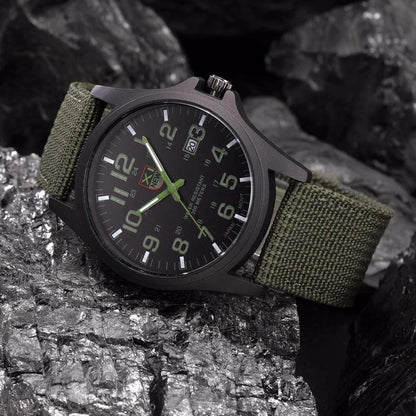Military Style Robust Watch with Illuminated Dial, Water Resistant, Stopwatch, and Date Display-4
