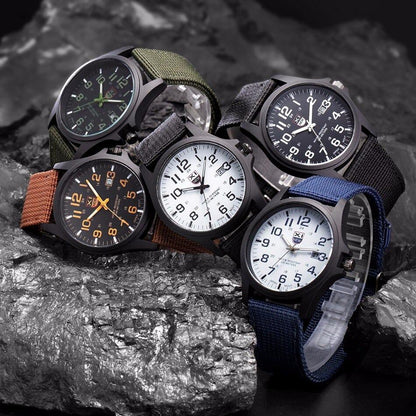Military Style Robust Watch with Illuminated Dial, Water Resistant, Stopwatch, and Date Display-3