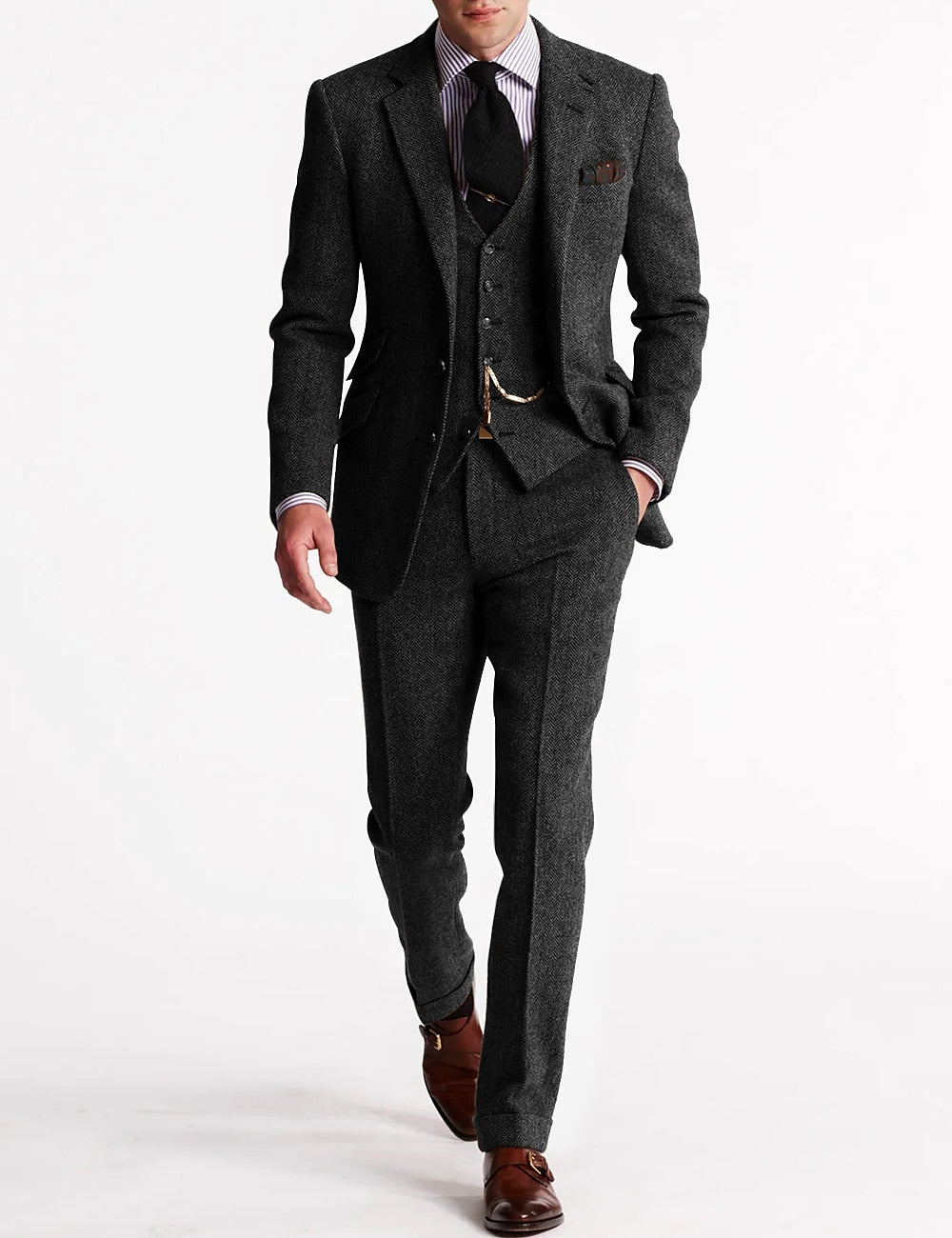 Odell - Men's Vintage Retro 3-Piece Suit for Weddings, Groomsmen, and Formal Events-6
