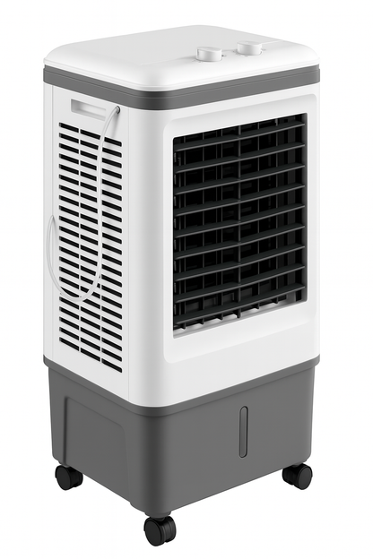 Industrial Evaporative Cooler – 4-in-1 Air Fan with 12-Gallon Water Tank & Easy-Roll Wheels | High Volume Flow | For Workshops & Garages