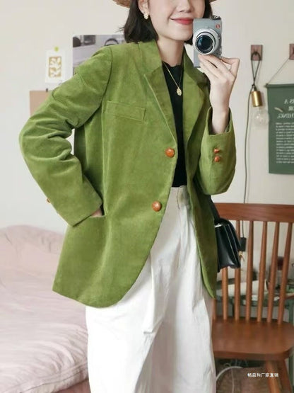 Mikaela | Cotton Lapel Metal Button Blazer