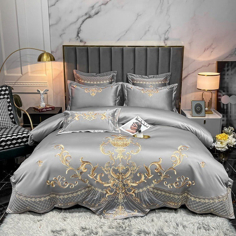 LuxeFeathers – Luxurious Egyptian Cotton Duvet Set with Teal and Peacock Pattern