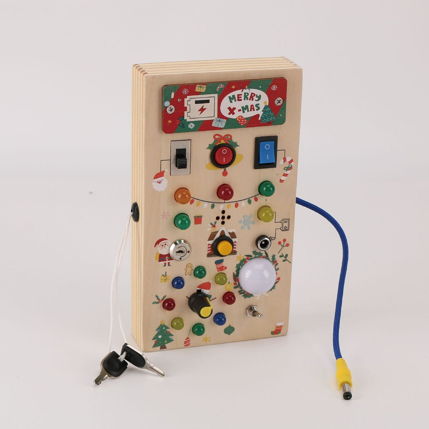 Interactive Wooden LED Game Board for Toddlers – Montessori Toy with 15 Colorful Lights and 9 Switches