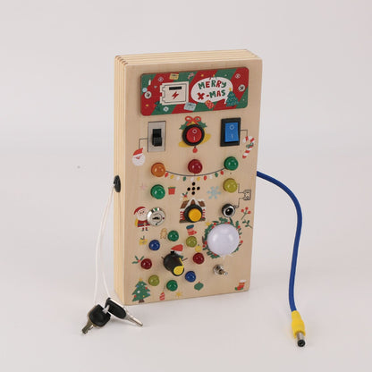 Interactive Wooden LED Game Board for Toddlers – Montessori Toy with 15 Colorful Lights and 9 Switches