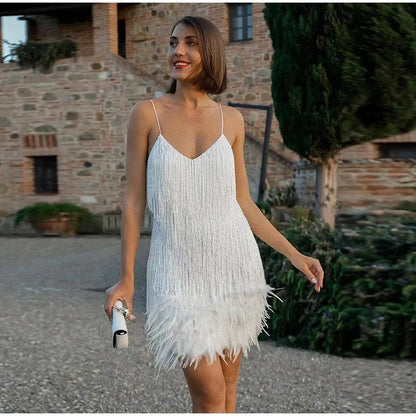 GlamFeather | Sparkling Sequin & Feather Dress