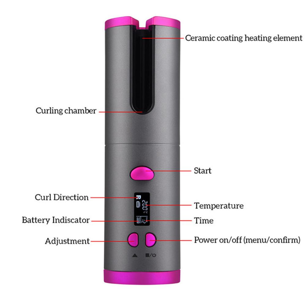 Cordless Auto Hair Curler - Tourmaline Ceramic Barrel for Effortless Curls-6