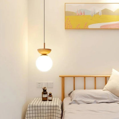 TimberLuxe - Lámpara Colgante de Media Madera Elegante