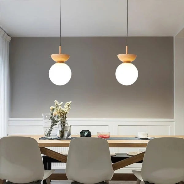 TimberLuxe - Lámpara Colgante de Media Madera Elegante