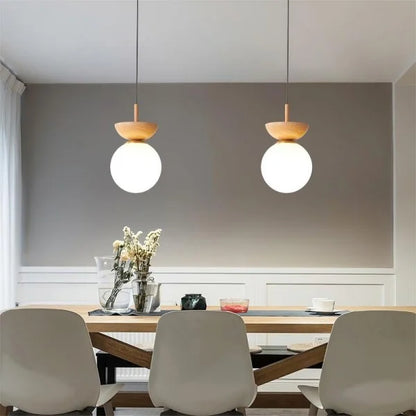 TimberLuxe - Lámpara Colgante de Media Madera Elegante