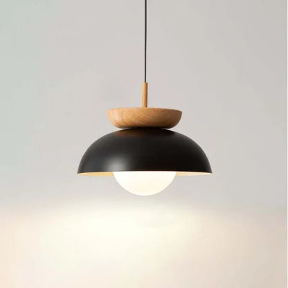 TimberLuxe - Lámpara Colgante de Media Madera Elegante