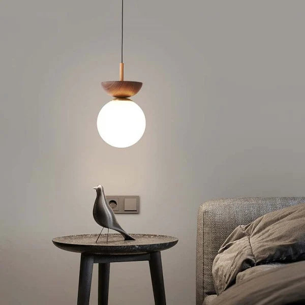 TimberLuxe - Lámpara Colgante de Media Madera Elegante