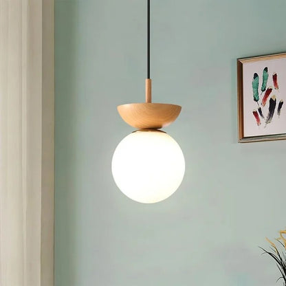 TimberLuxe - Lámpara Colgante de Media Madera Elegante