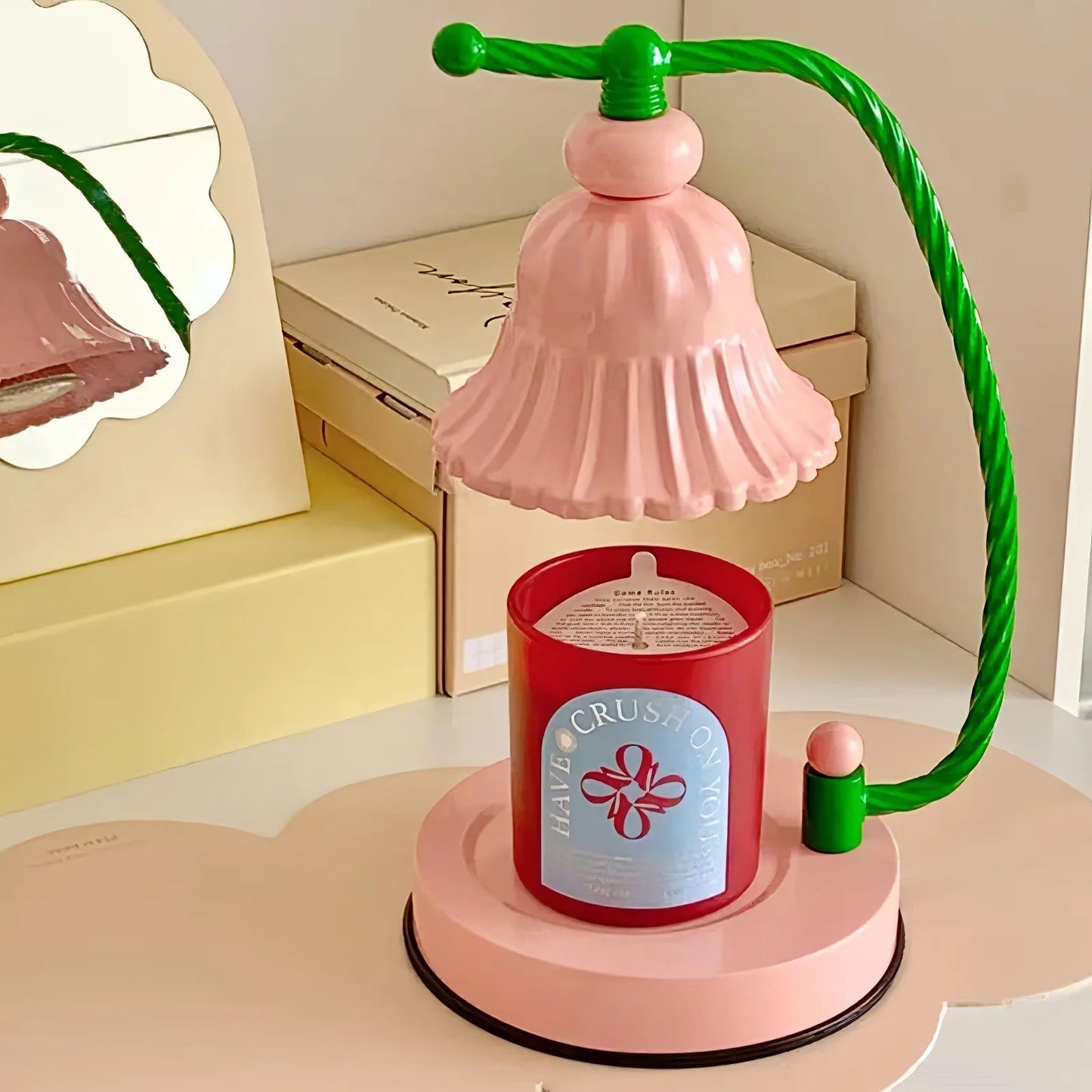 BloomAura – Lampada da Tavolo in Vetro Rosa Incantevole