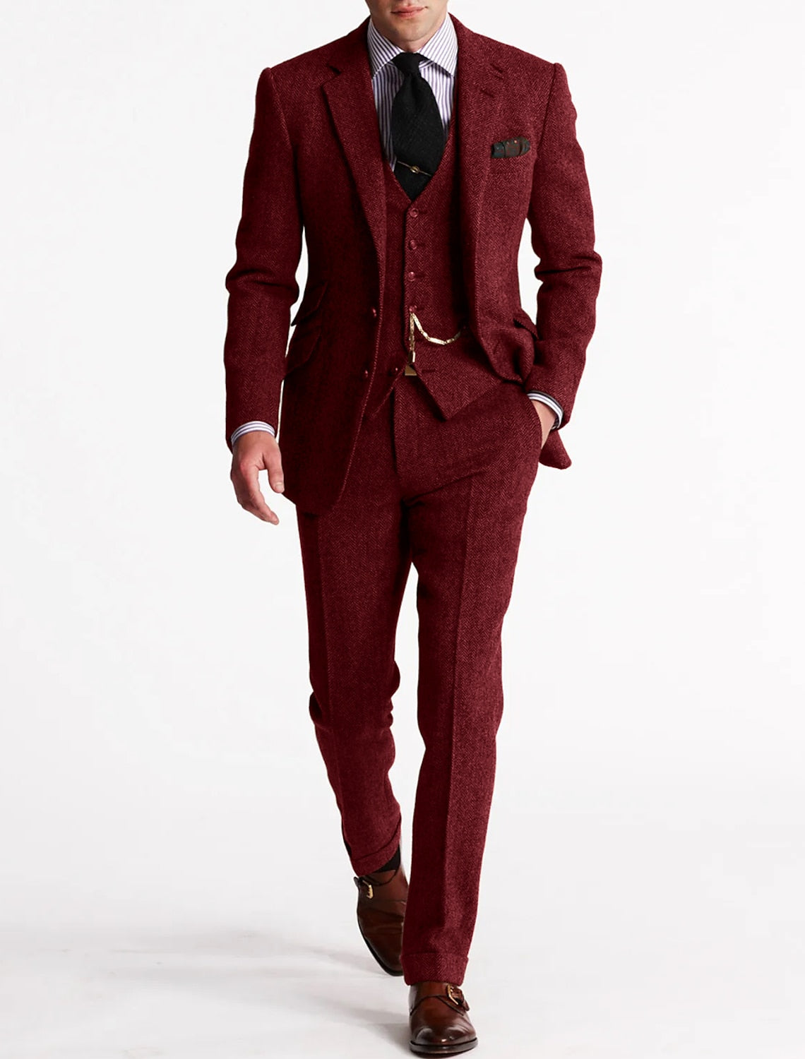 Odell - Men's Vintage Retro 3-Piece Suit for Weddings, Groomsmen, and Formal Events-3